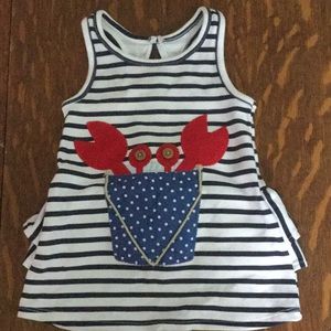 Mudpie Striped dress with crab in a bucket